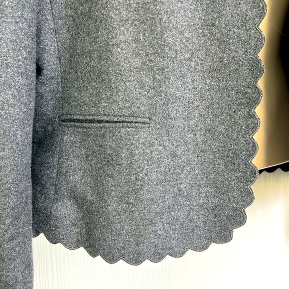 Whip O Will - Vintage Charcoal Gray Scalloped Edge Lined Blazer W Pockets SZ 14 - Picture 4 of 13